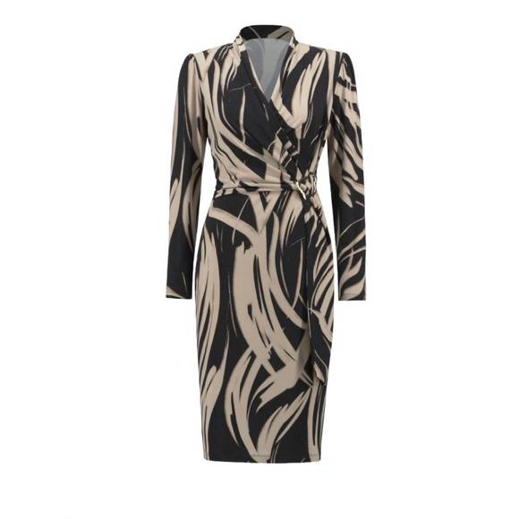 NEW JOSEPH RIBKOFF abstract print dress in black latte - Picture 2 of 4